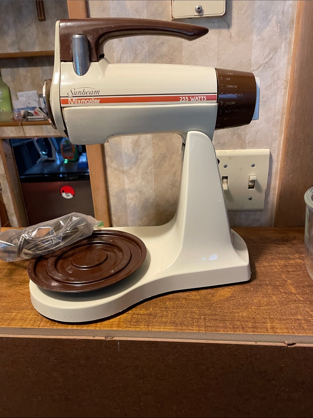 Vintage Sunbeam Mixmaster Stand Mixer in Cream and Brown